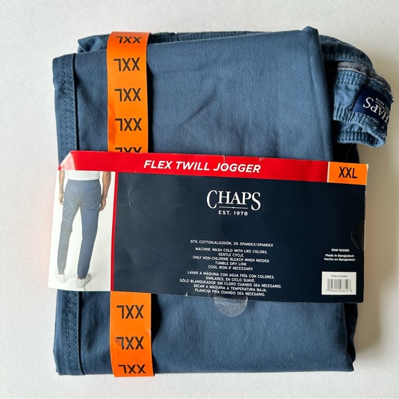 Chaps Men’s Flex Twill Jogger Stretch Adjustable Drawcord Blue XXL Cotton Blend - Picture 5 of 7